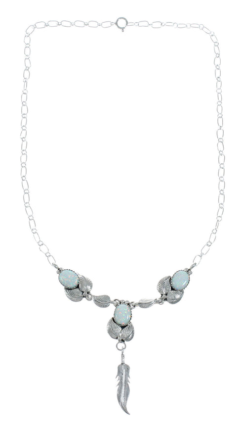 Navajo Sterling Silver Opal Pendant Chain Necklace X11169